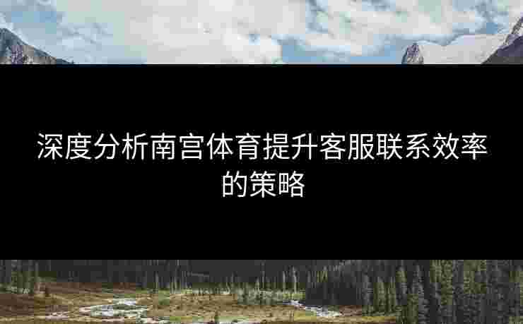 深度分析南宫体育提升客服联系效率的策略