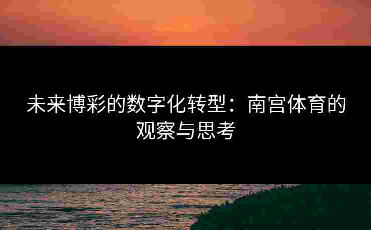 未来博彩的数字化转型：南宫体育的观察与思考