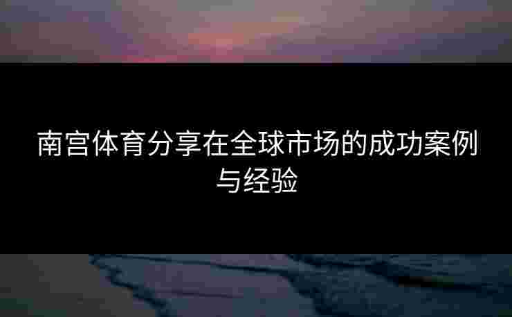南宫体育分享在全球市场的成功案例与经验